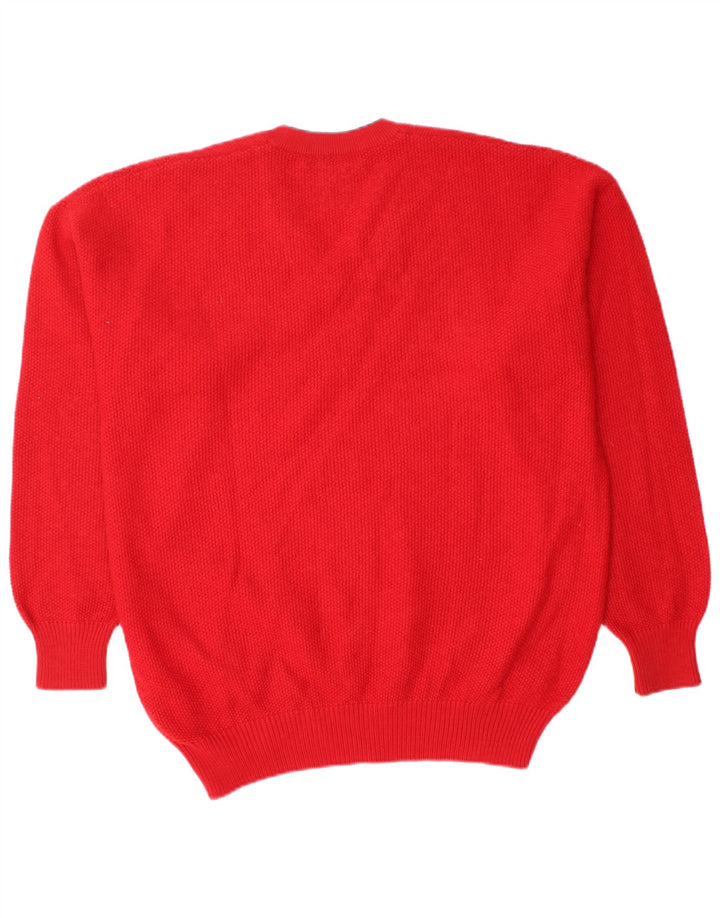 IL GRANCHIO Mens V-Neck Jumper Sweater Large Red