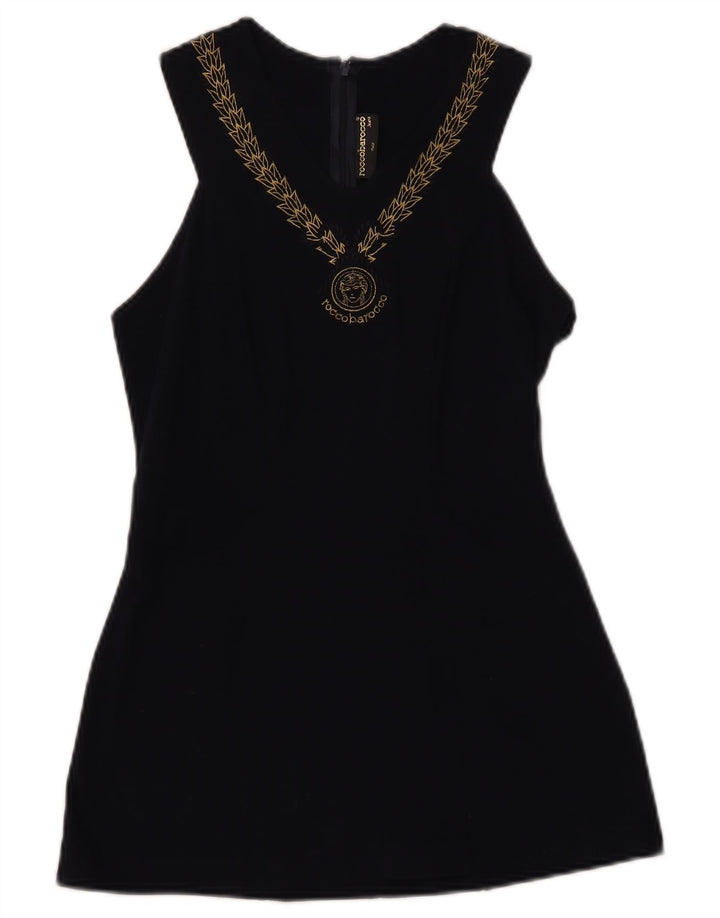 ROCCOBAROCCO Womens Sleeveless Blouse Top IT 44 Medium Navy Blue Floral