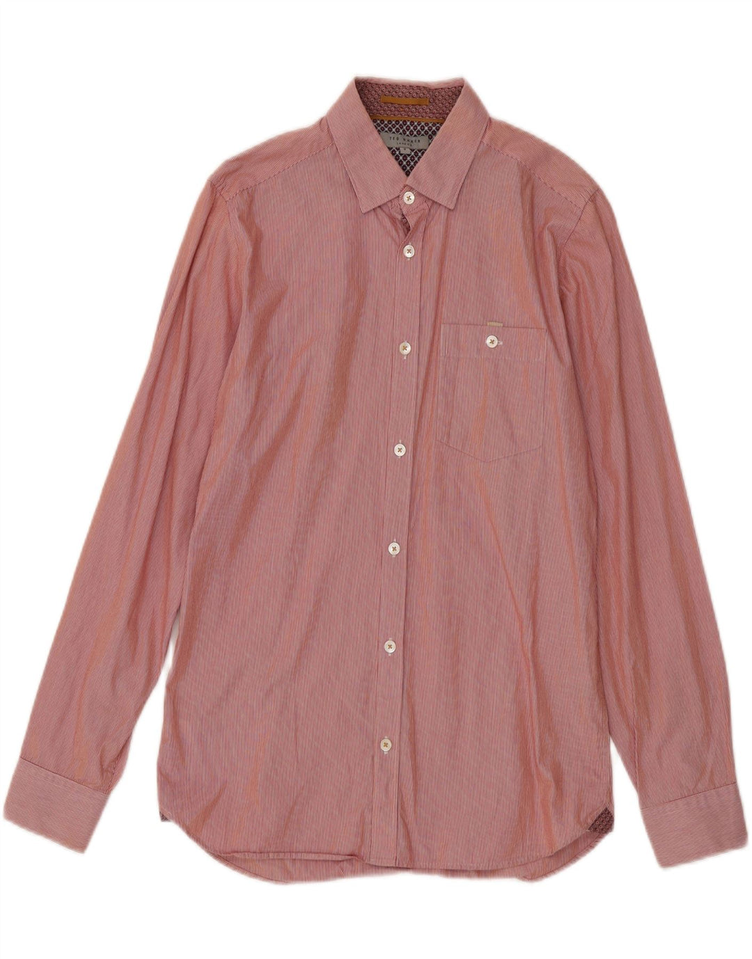 Ted Baker Mens Shirt Size 2 Small Red Pinstripe Cotton