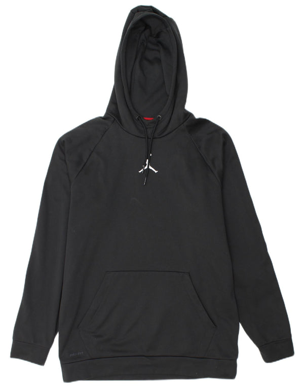 JORDAN Mens Dri Fit Hoodie Jumper Large Black Polyester