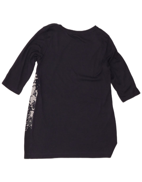 Marks & Spencer Womens 3/4 Sleeve Shift Dress UK 16 Large Navy Blue Paisley