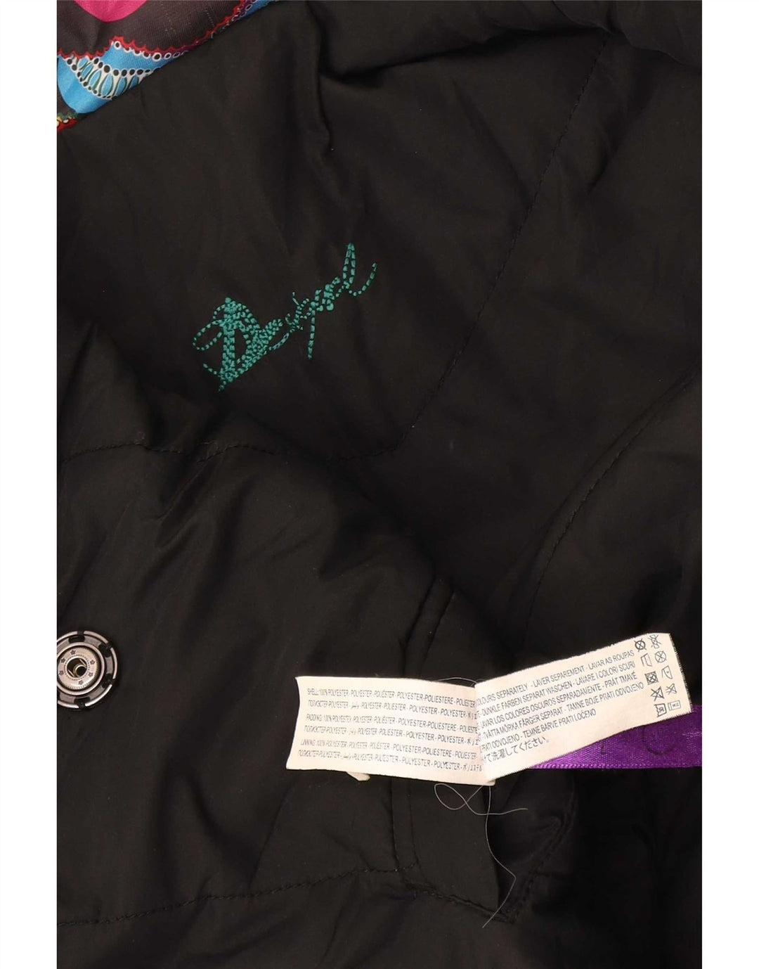 Desigual Womens Padded Jacket UK 10 Small Multicoloured Geometric Polyester