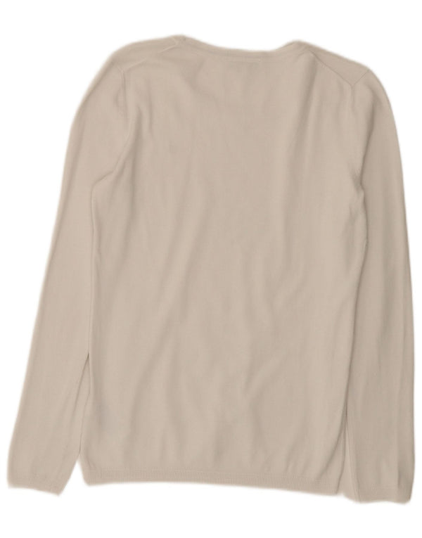 Tommy Hilfiger Womens Boat Neck Jumper Sweater UK 10 Small White Cotton