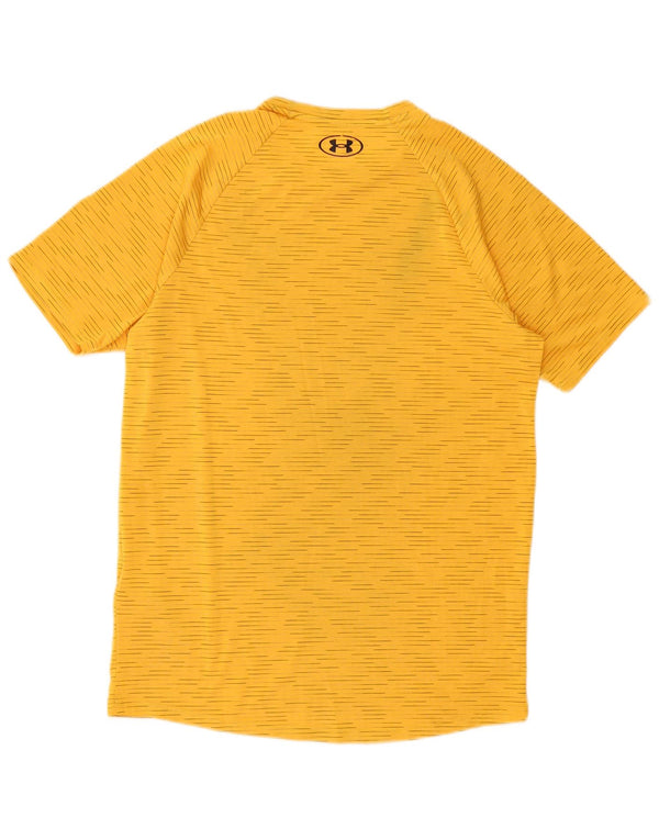 Under Armour Mens T-Shirt Top Small Yellow Striped Polyester