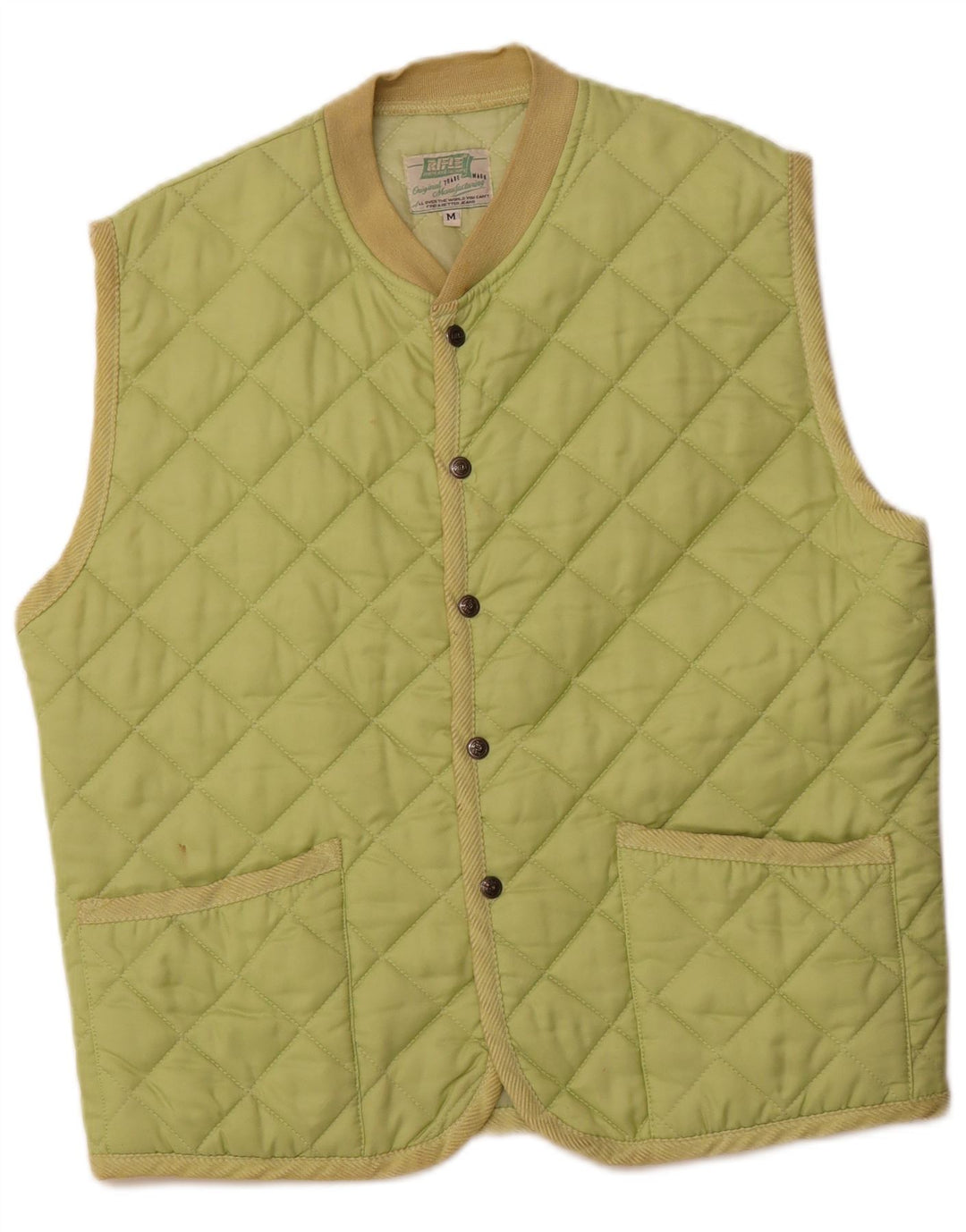 RIFLE Mens Quilted Gilet UK 38 Medium Green Polyamide