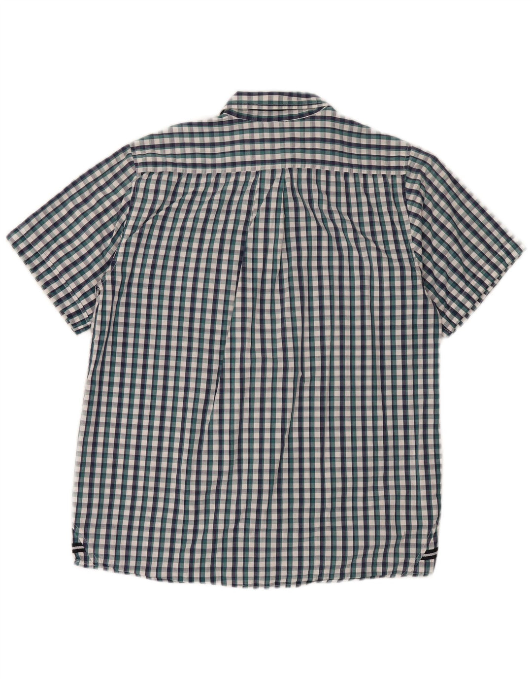 Sergio Tacchini Mens Short Sleeve Shirt Large Blue Gingham Cotton