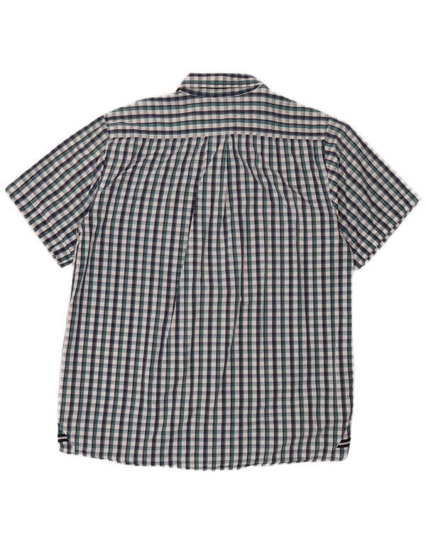 Sergio Tacchini Mens Short Sleeve Shirt Large Blue Gingham Cotton