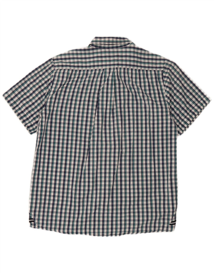 Sergio Tacchini Mens Short Sleeve Shirt Large Blue Gingham Cotton