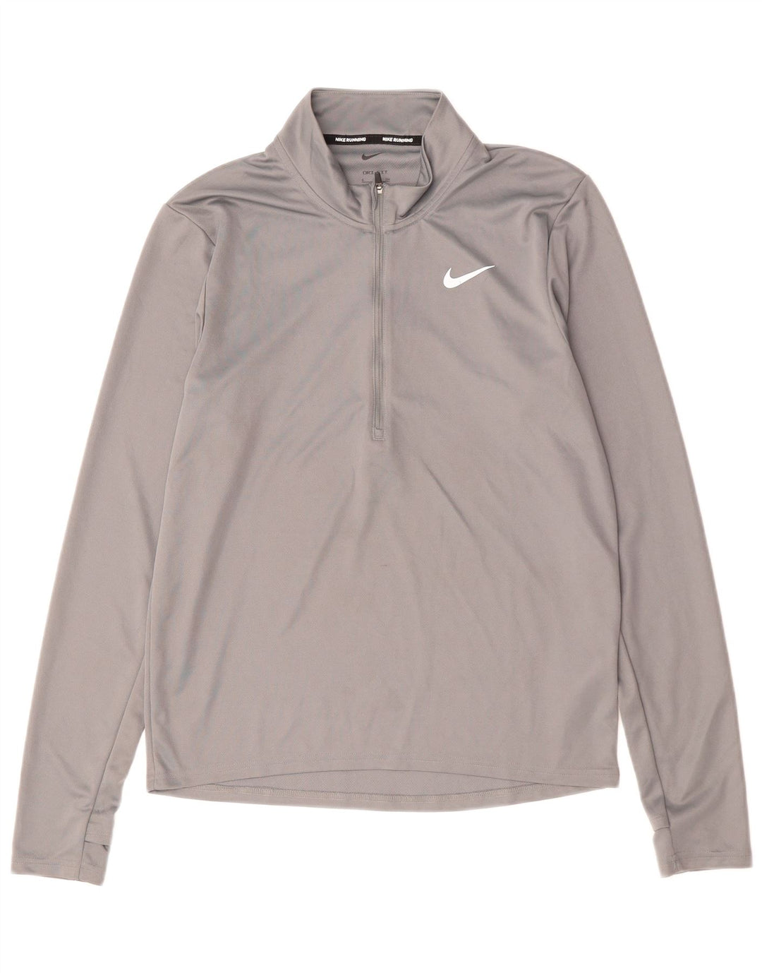 NIKE Mens Dri Fit Zip Neck Pullover Tracksuit Top Small Grey Polyester