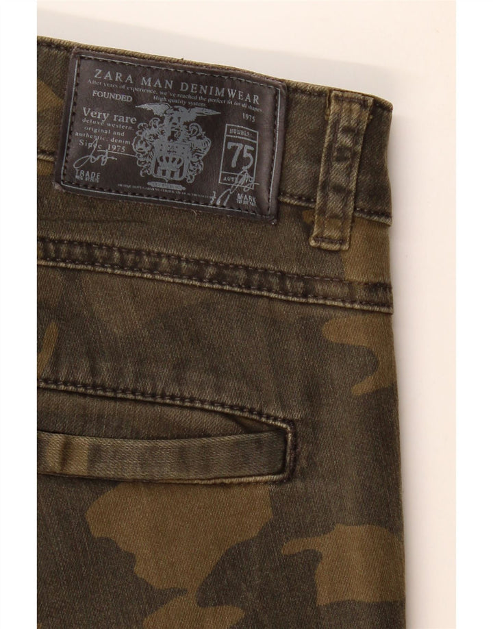 ZARA Mens Distressed Cargo Trousers EU 40 Medium W31 L29 Khaki Camouflage