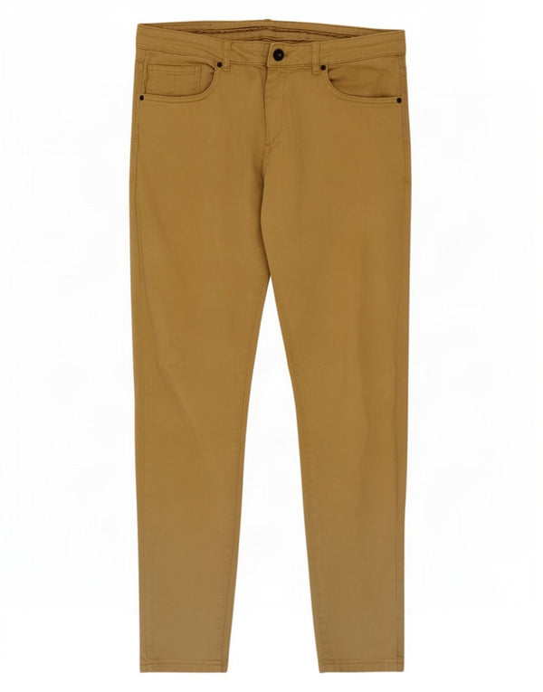 Zara Mens Slim Casual Trousers EU 44 Large W34 L30 Beige Cotton