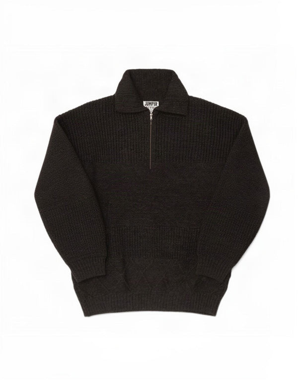 Vintage Mens Polo Neck Jumper Sweater Medium Grey Wool