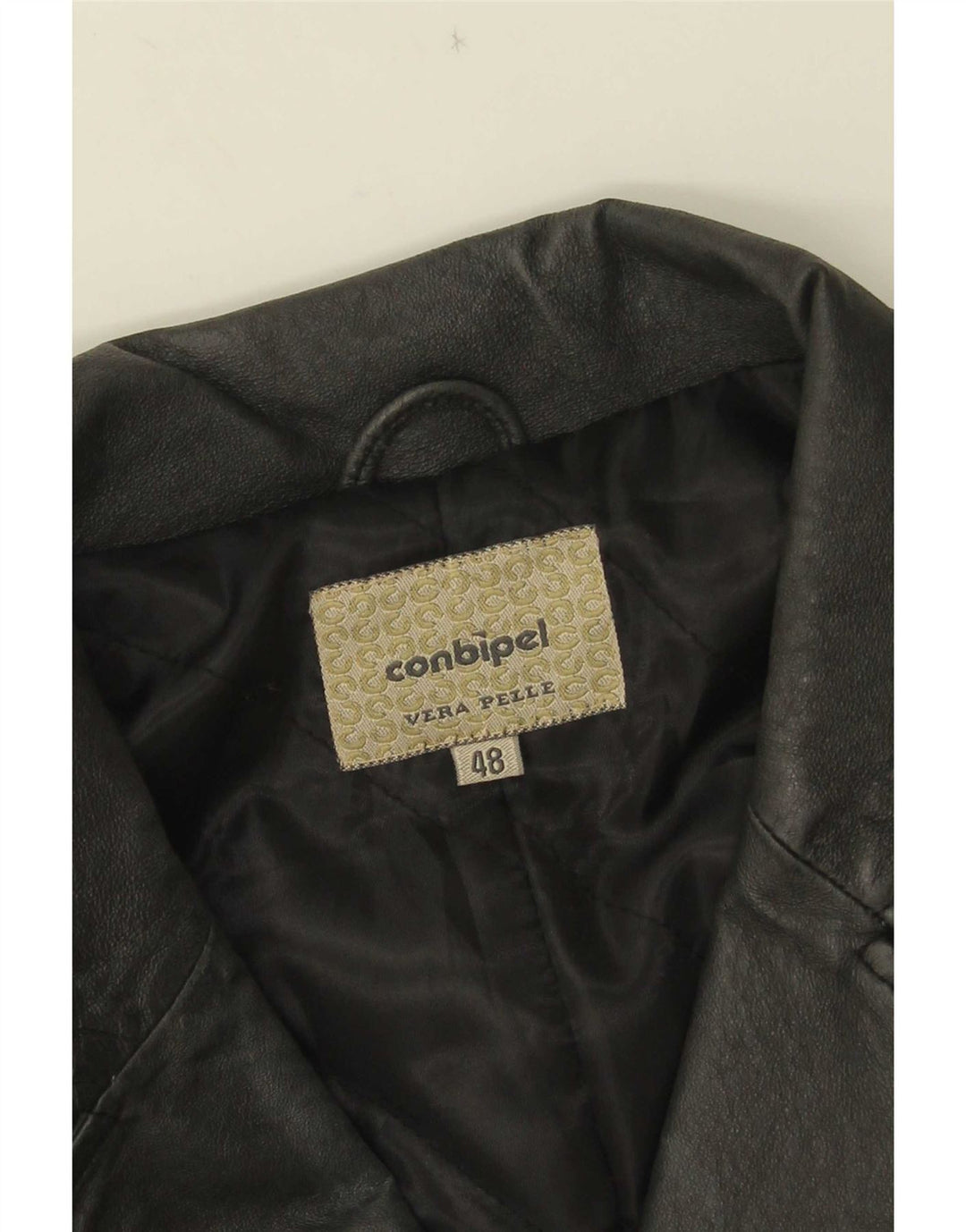 Conbipel Womens 3 Button Leather Blazer Jacket IT 48 XL Black