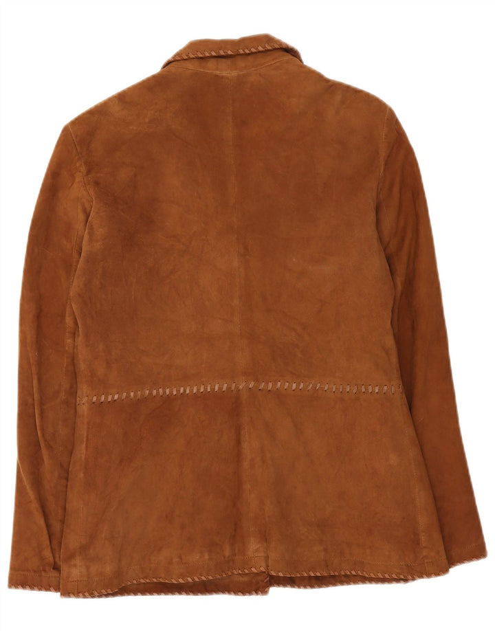 CONBIPEL Womens 2 Button Suede Blazer Jacket IT 48 XL Brown Leather