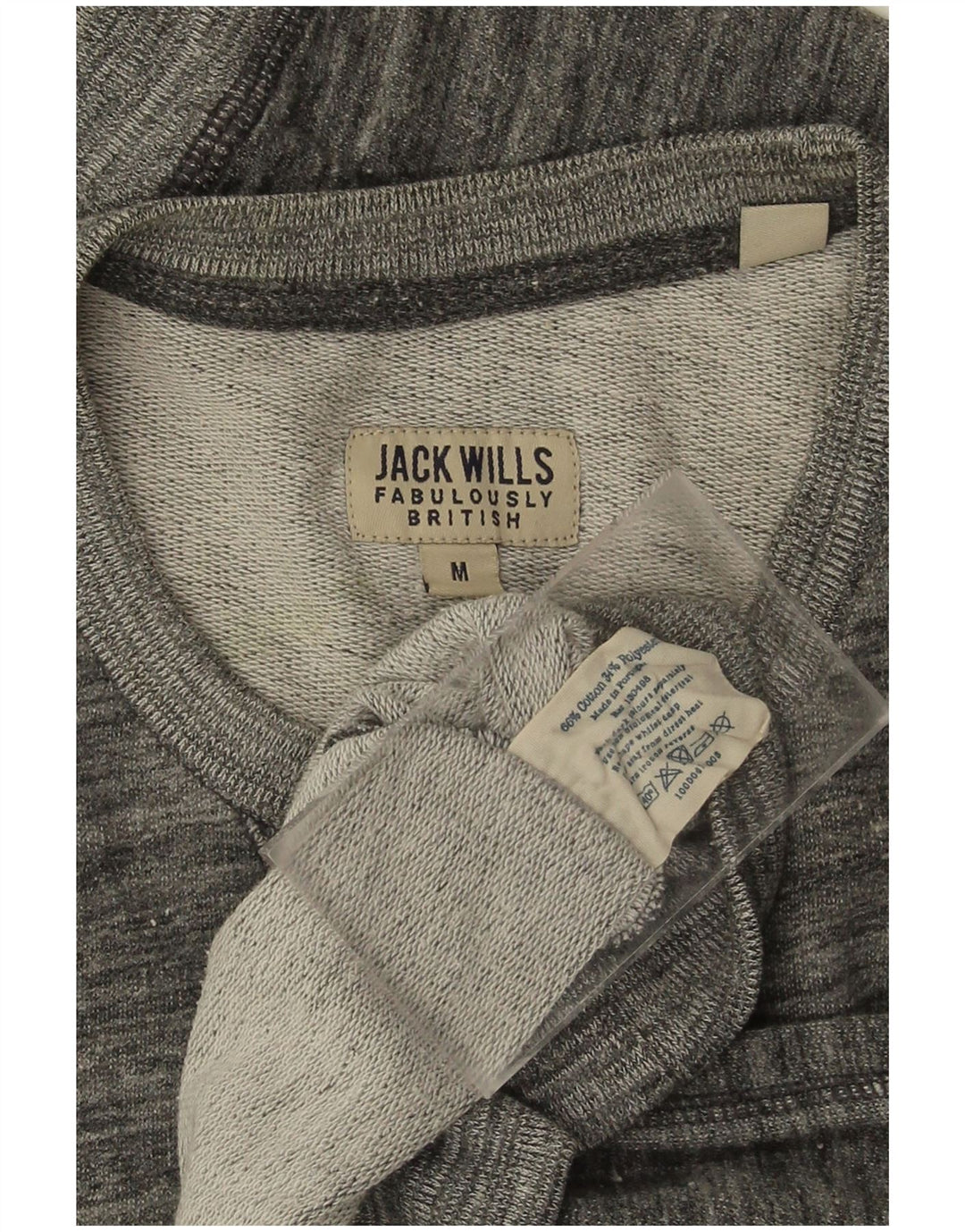 JACK WILLS Mens Graphic Sweatshirt Jumper Medium Grey Pinstripe Cotton