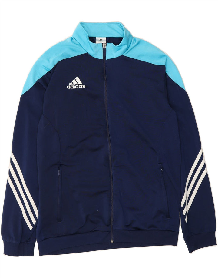 ADIDAS Mens Tracksuit Top Jacket Medium Navy Blue Colourblock Polyester Vintage Adidas and Second-Hand Adidas from Messina Hembry 