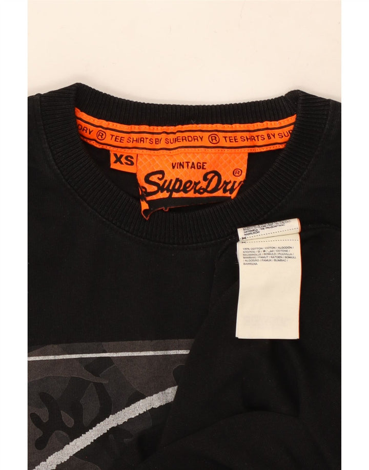 SUPERDRY Mens Graphic T-Shirt Top XS Black Cotton