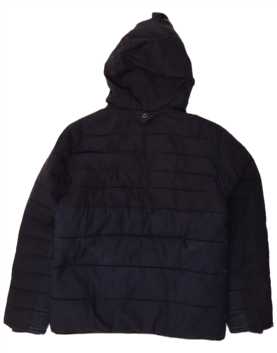 ZARA Mens Hooded Padded Jacket UK 38 Medium Navy Blue Colourblock