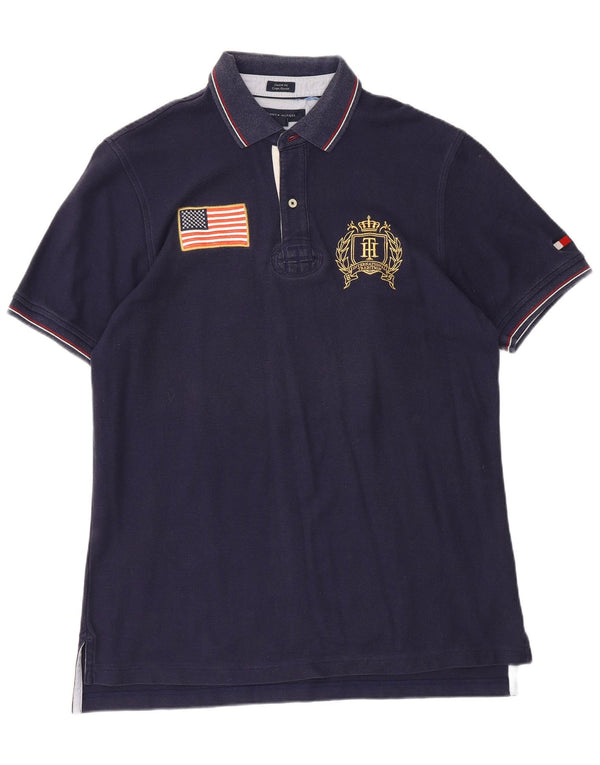 Tommy Hilfiger Mens Coupe Ajustee Custom Fit Polo Shirt Large Navy Blue