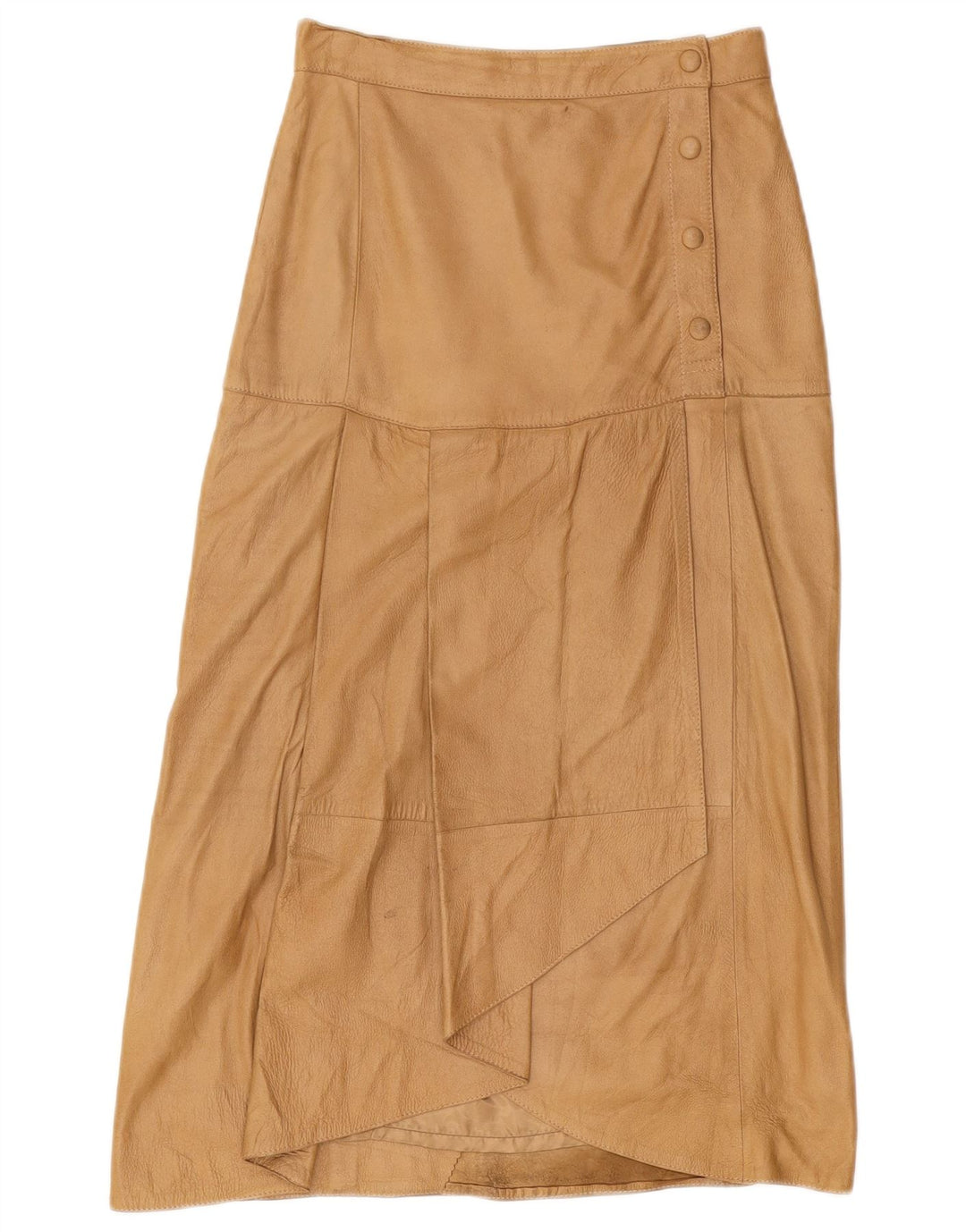 VINTAGE Womens High Waist Leather Skirt IT 42 Medium W26  Brown