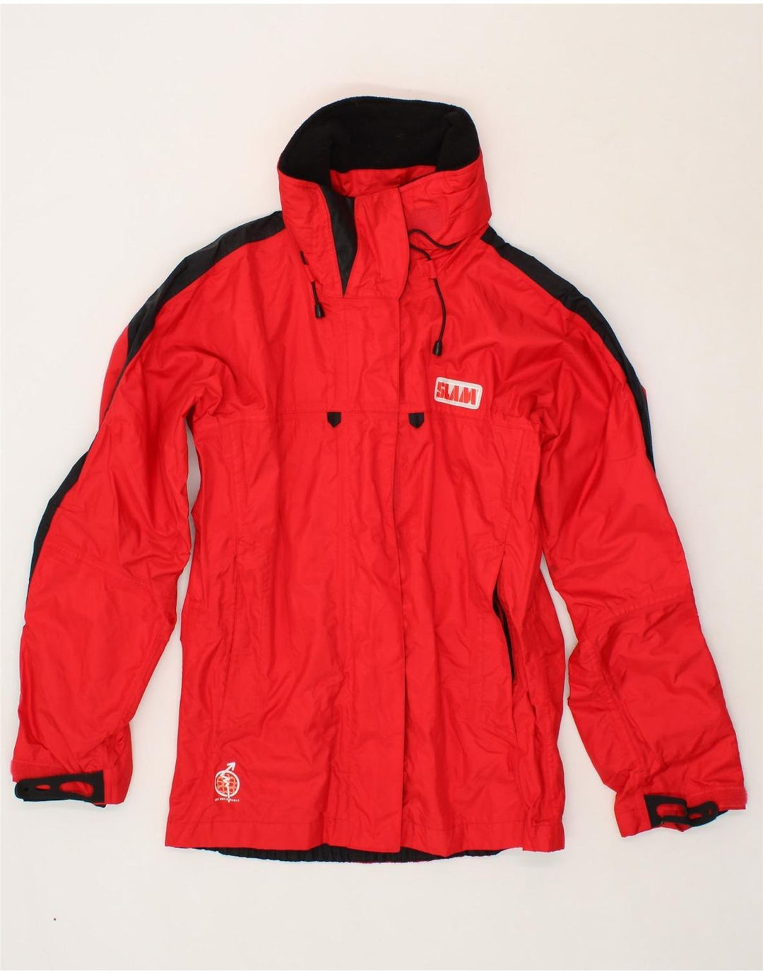 SLAM Womens Rain Jacket UK 10 Small Red Colourblock Nylon Vintage Slam and Second-Hand Slam from Messina Hembry 