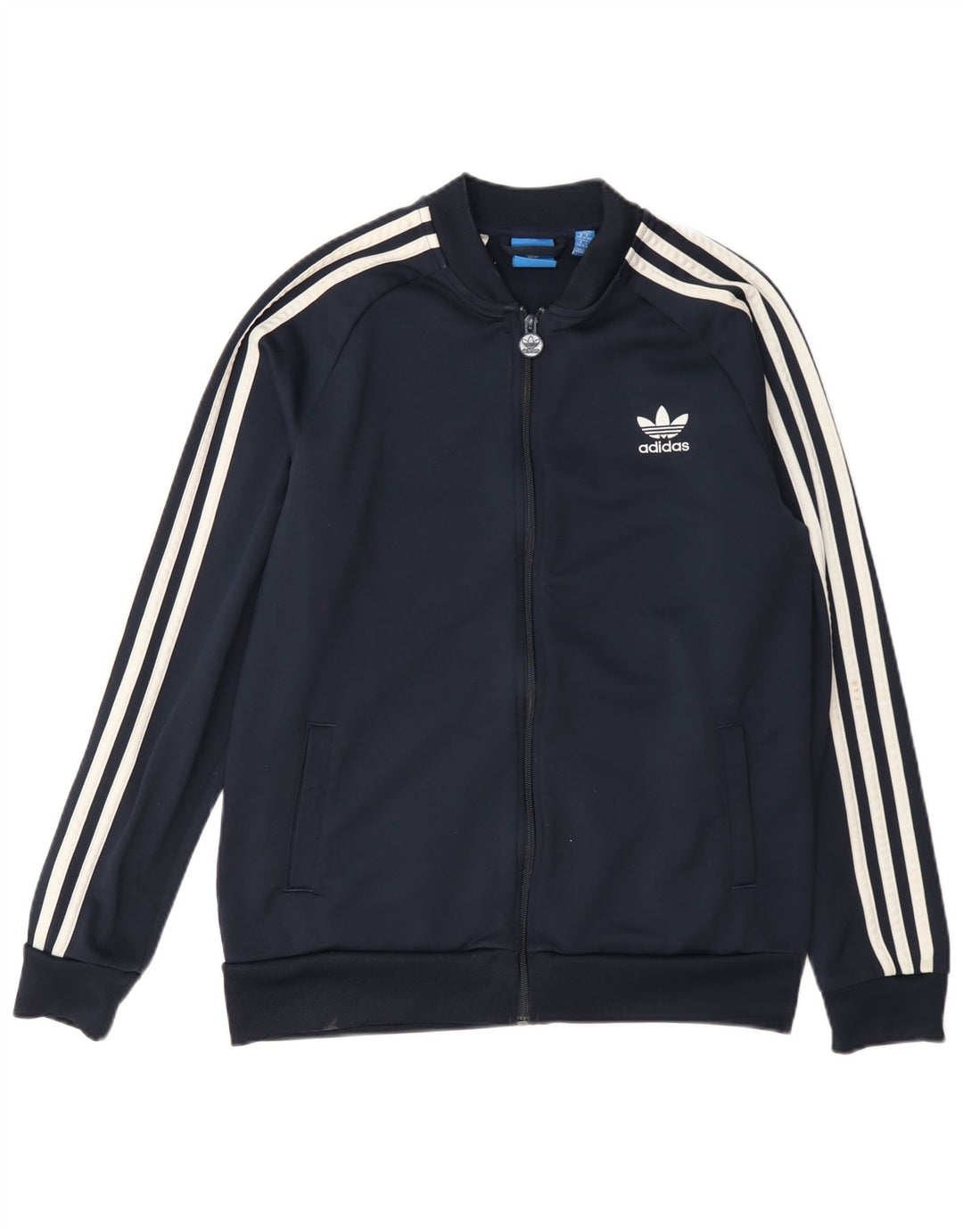 Adidas Boys Tracksuit Top Jacket 15-16 Years Navy Blue Polyester