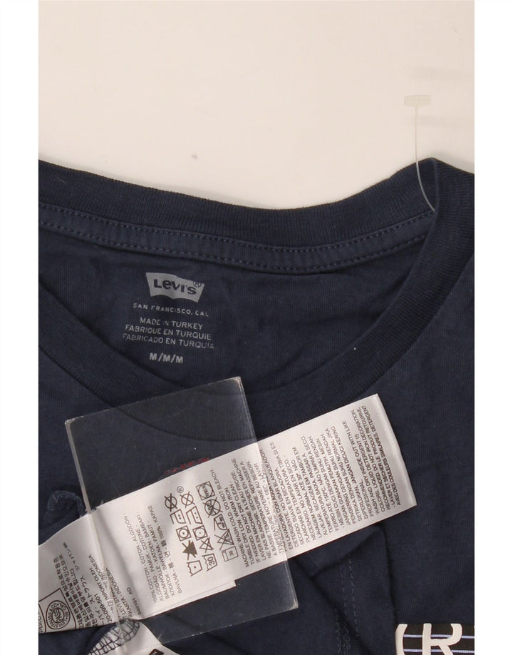 LEVI'S Mens Graphic T-Shirt Top Medium Navy Blue Cotton
