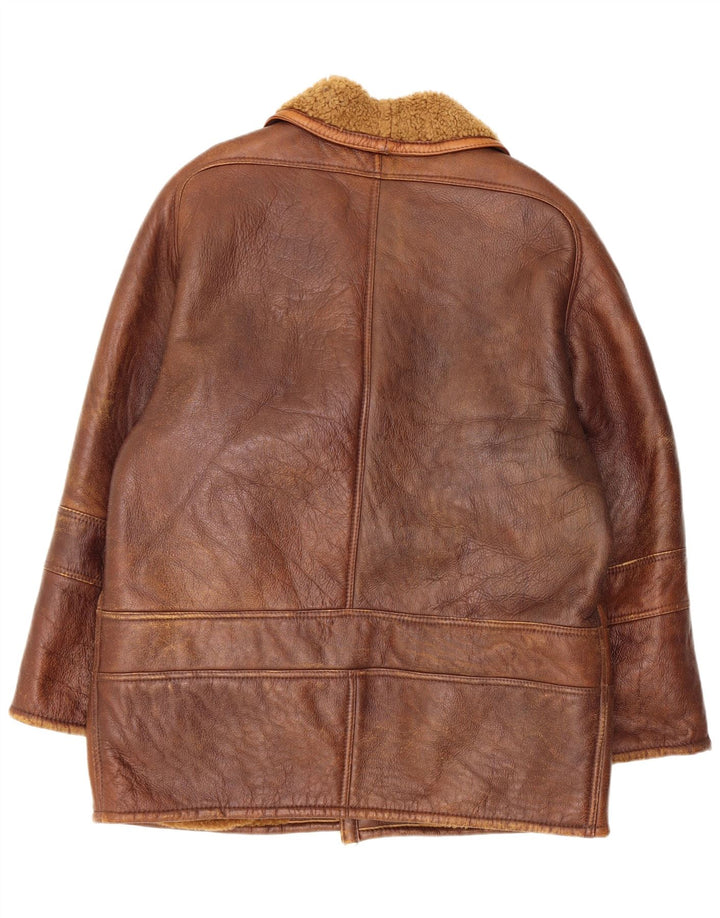 Vintage Mens Shearling Jacket IT 52 XL Brown Shearling