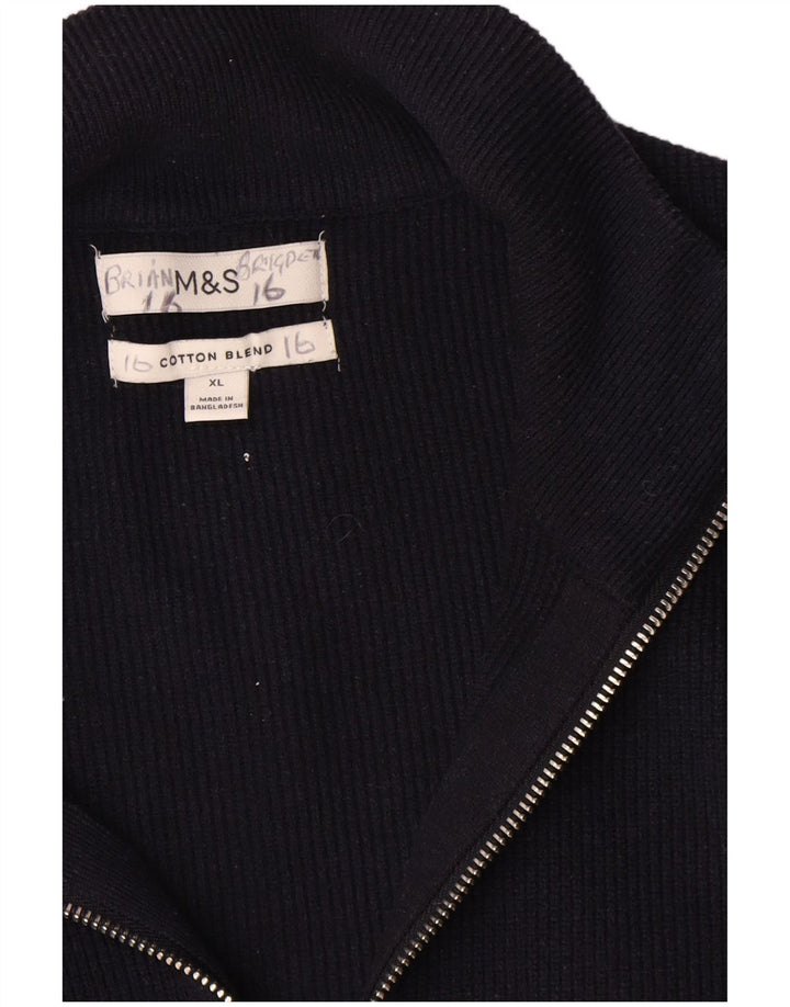 Marks & Spencer Mens Cardigan Sweater XL Navy Blue Polyester
