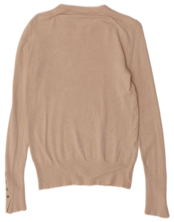 Zara Womens Crew Neck Jumper Sweater UK 12 Medium Beige Viscose