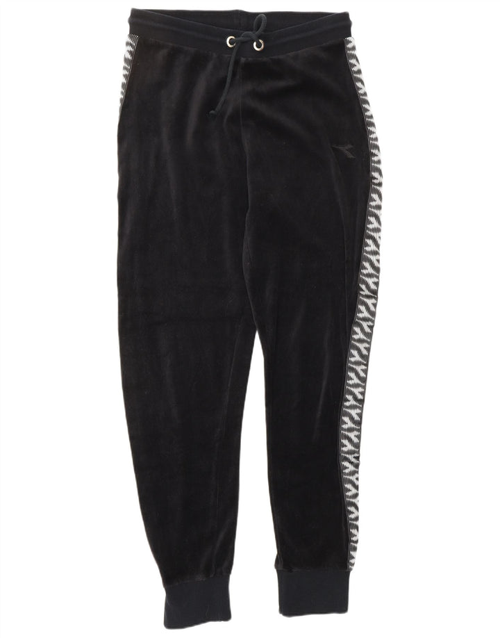 DIADORA Womens Oversized Velour Full Tracksuit UK 10 Small  Black