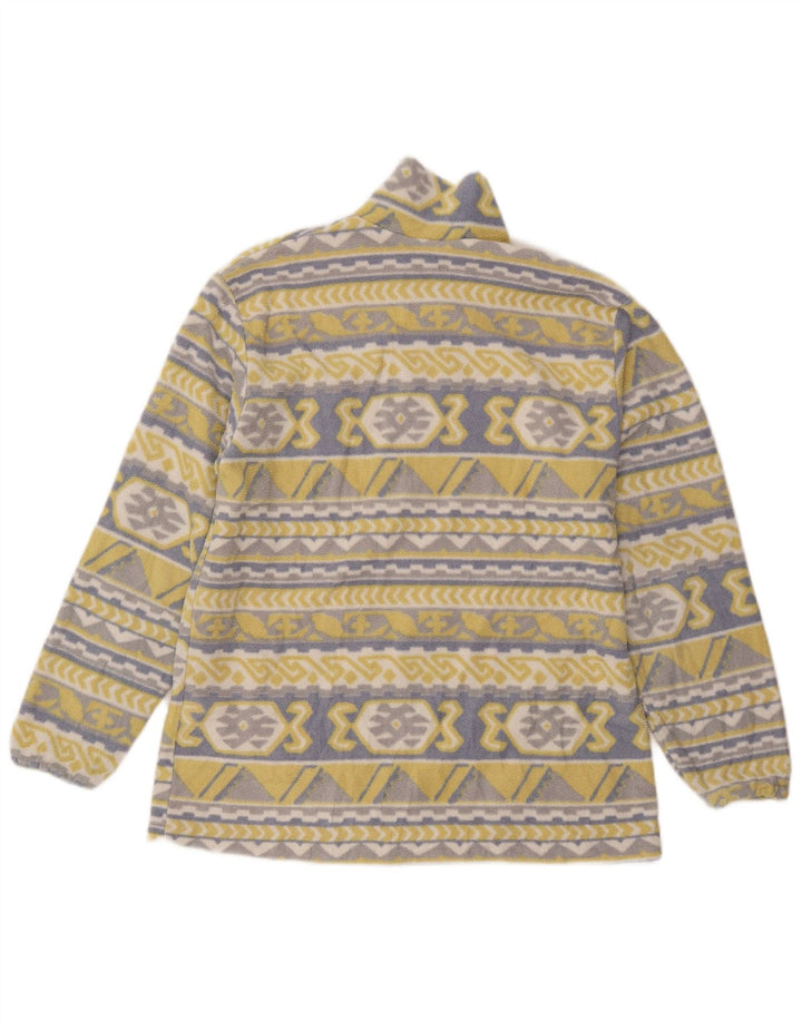 Vintage Womens Fleece Jacket UK 20 2XL Yellow Geometric