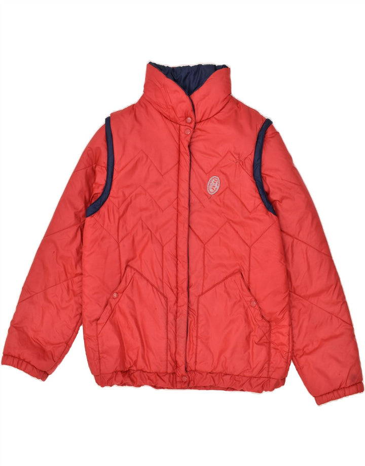VINTAGE Womens Padded Jacket UK 14 Medium Red Polyamide Vintage Vintage and Second-Hand Vintage from Messina Hembry 