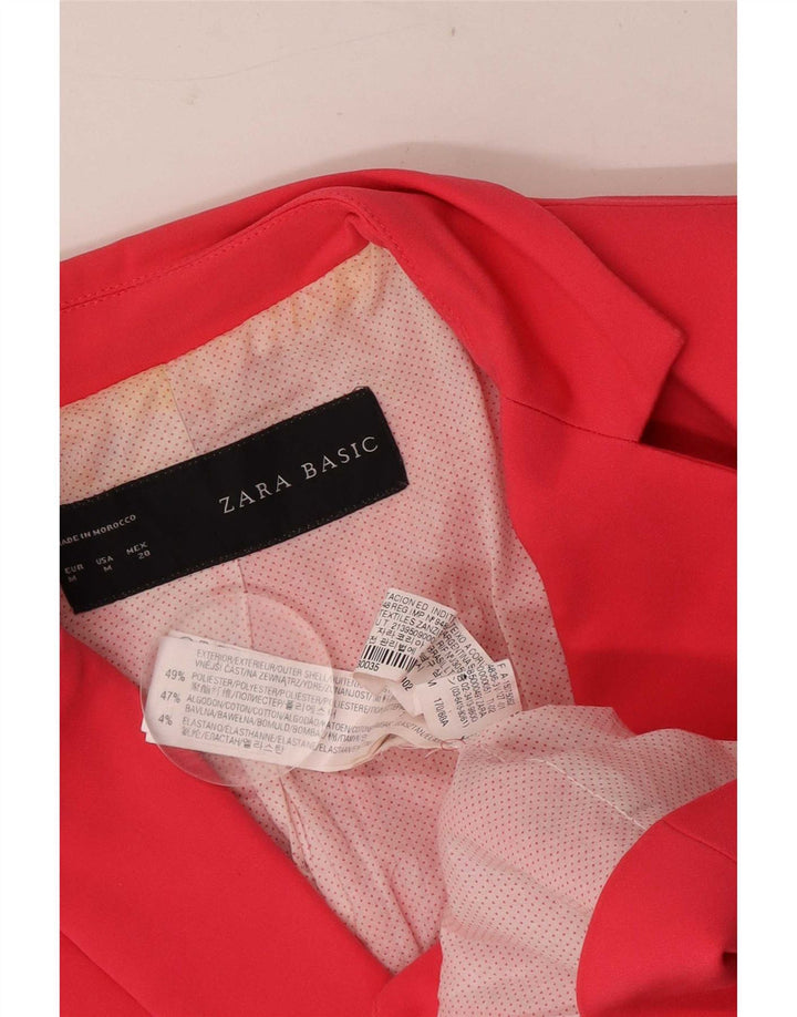 Zara Womens 1 Button Blazer Jacket UK 12 Medium Pink Polyester