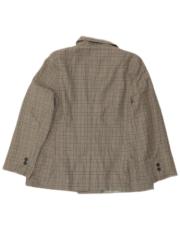 Topshop Womens Petite Double Breasted Blazer Jacket UK 14 Large Green Check