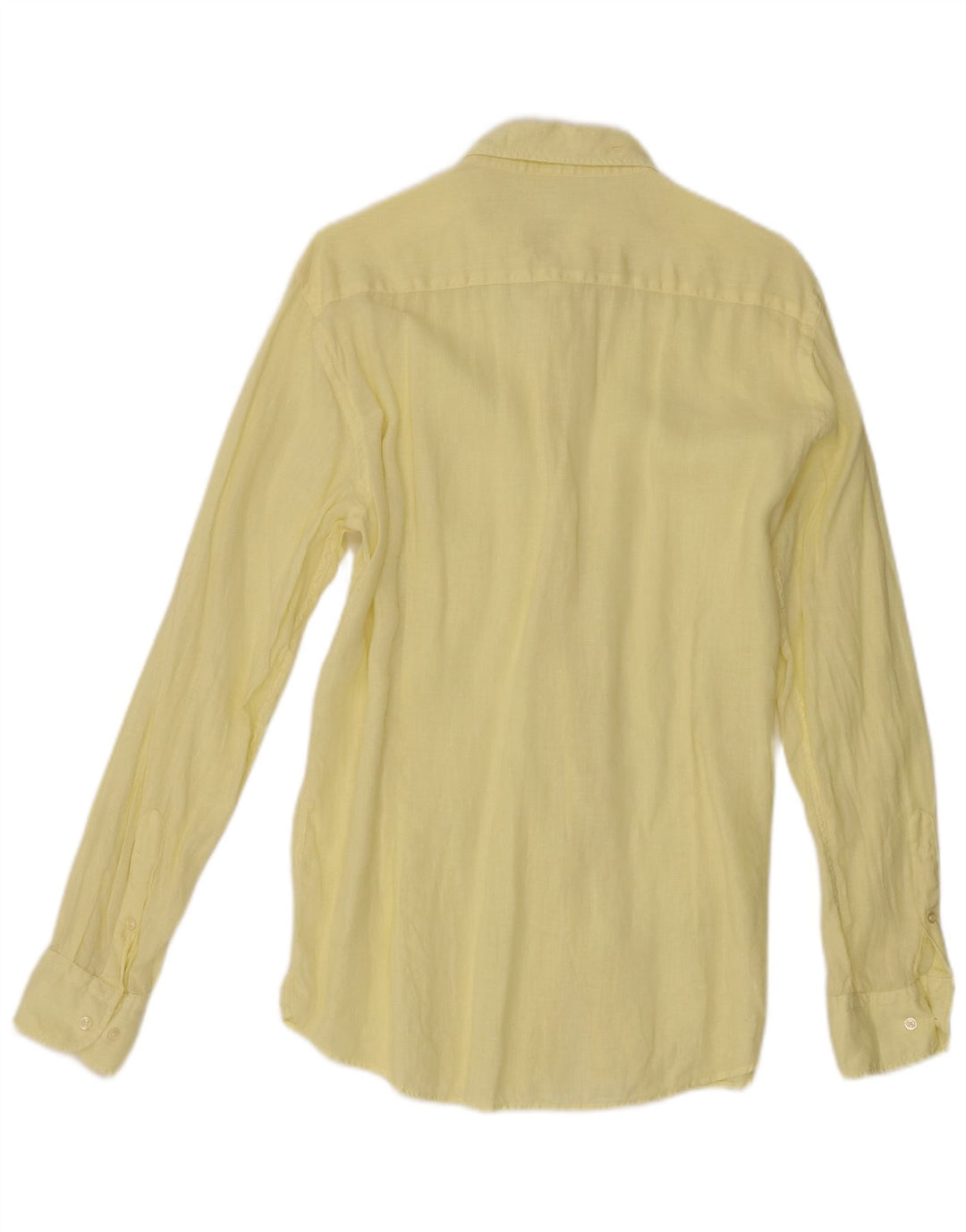 Massimo Dutti Mens Shirt Large Yellow Linen