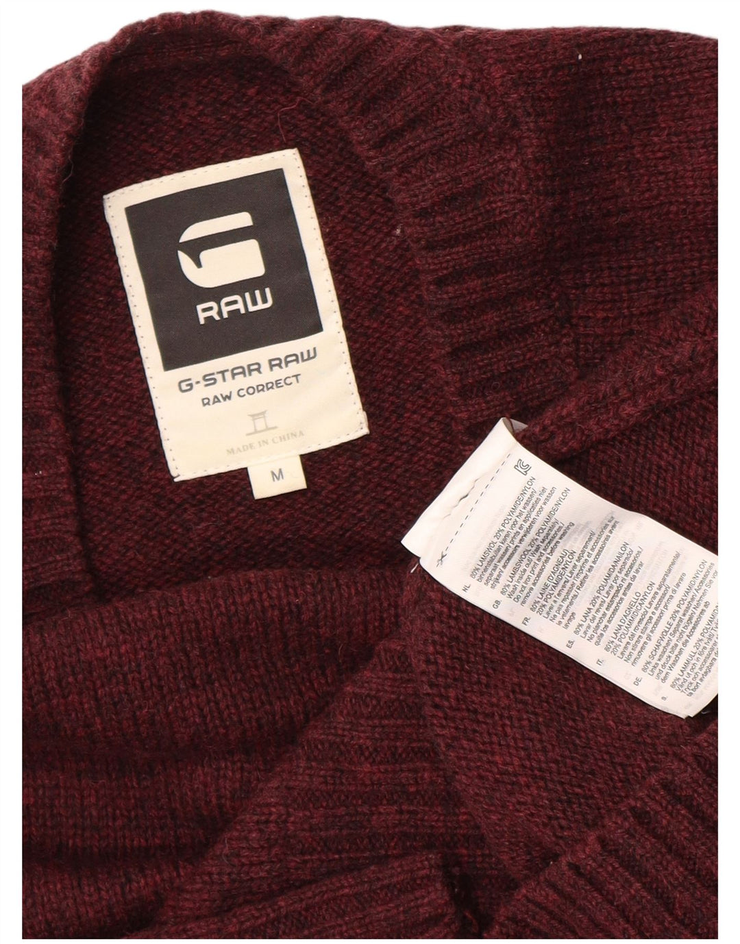 G-STAR Mens Crew Neck Jumper Sweater Medium Maroon Polyamide