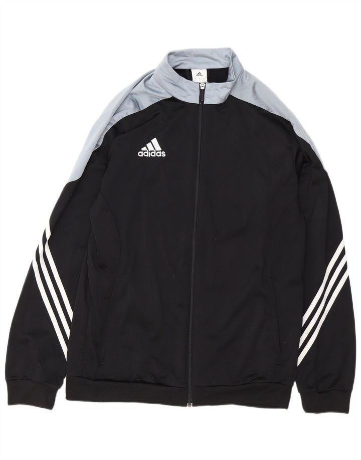 ADIDAS Mens Tracksuit Top Jacket Large Black Colourblock Polyester