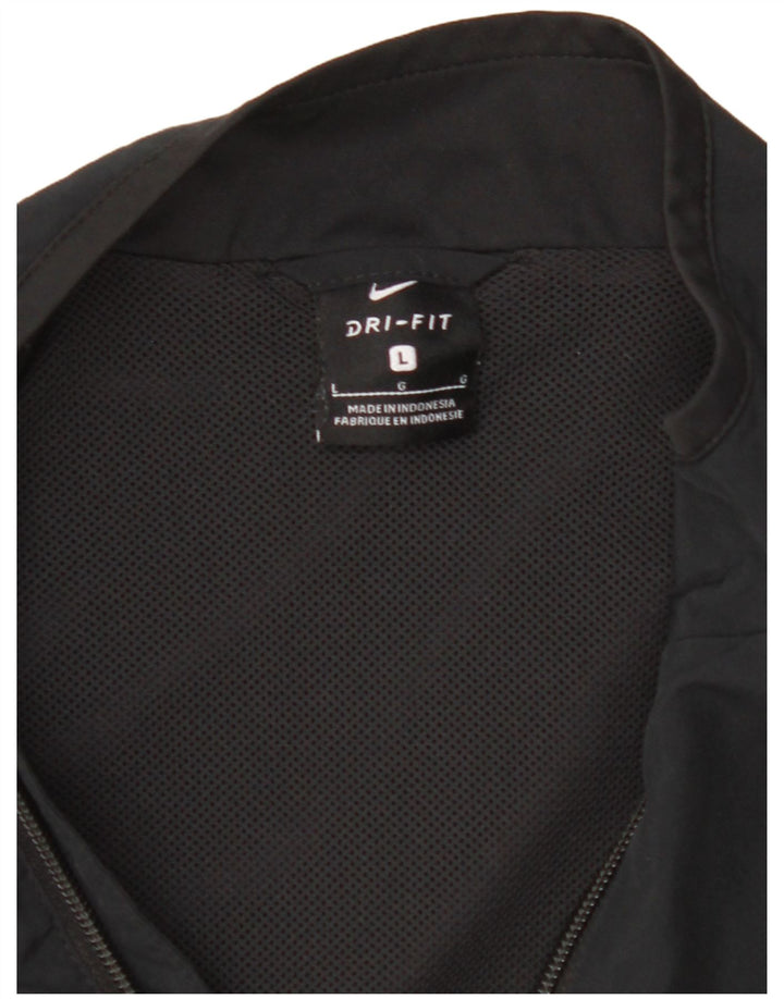 NIKE Mens Dri Fit Rain Jacket UK 40 Large Black Colourblock Polyester