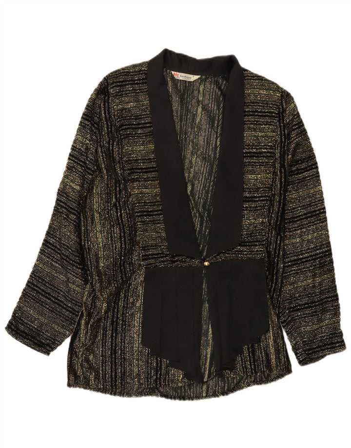 Vintage Womens 1 Button Blazer Jacket UK 16 Large Black Striped