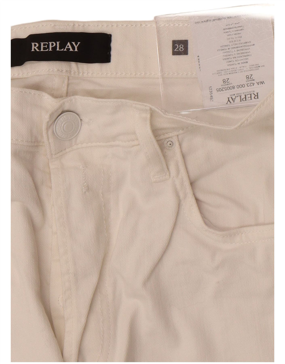 Replay Womens Straight Jeans W28 L29 White Cotton
