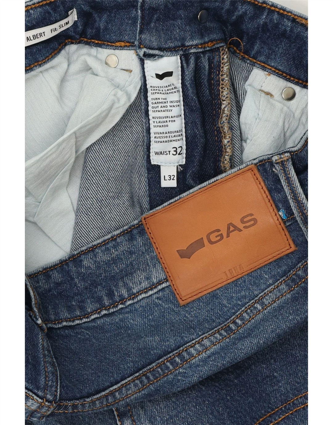 GAS Womens Albert Slim Jeans W32 L32 Blue Cotton Vintage Gas and Second-Hand Gas from Messina Hembry 