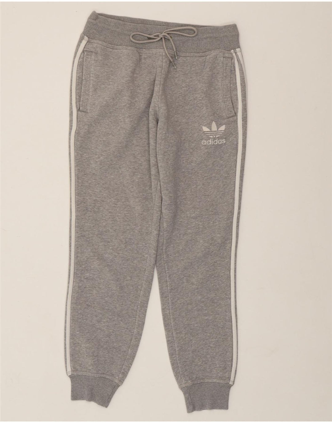 ADIDAS Womens Tracksuit Trousers Joggers UK 10 Small Grey Cotton