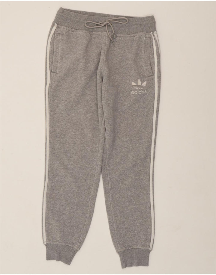 ADIDAS Womens Tracksuit Trousers Joggers UK 10 Small Grey Cotton