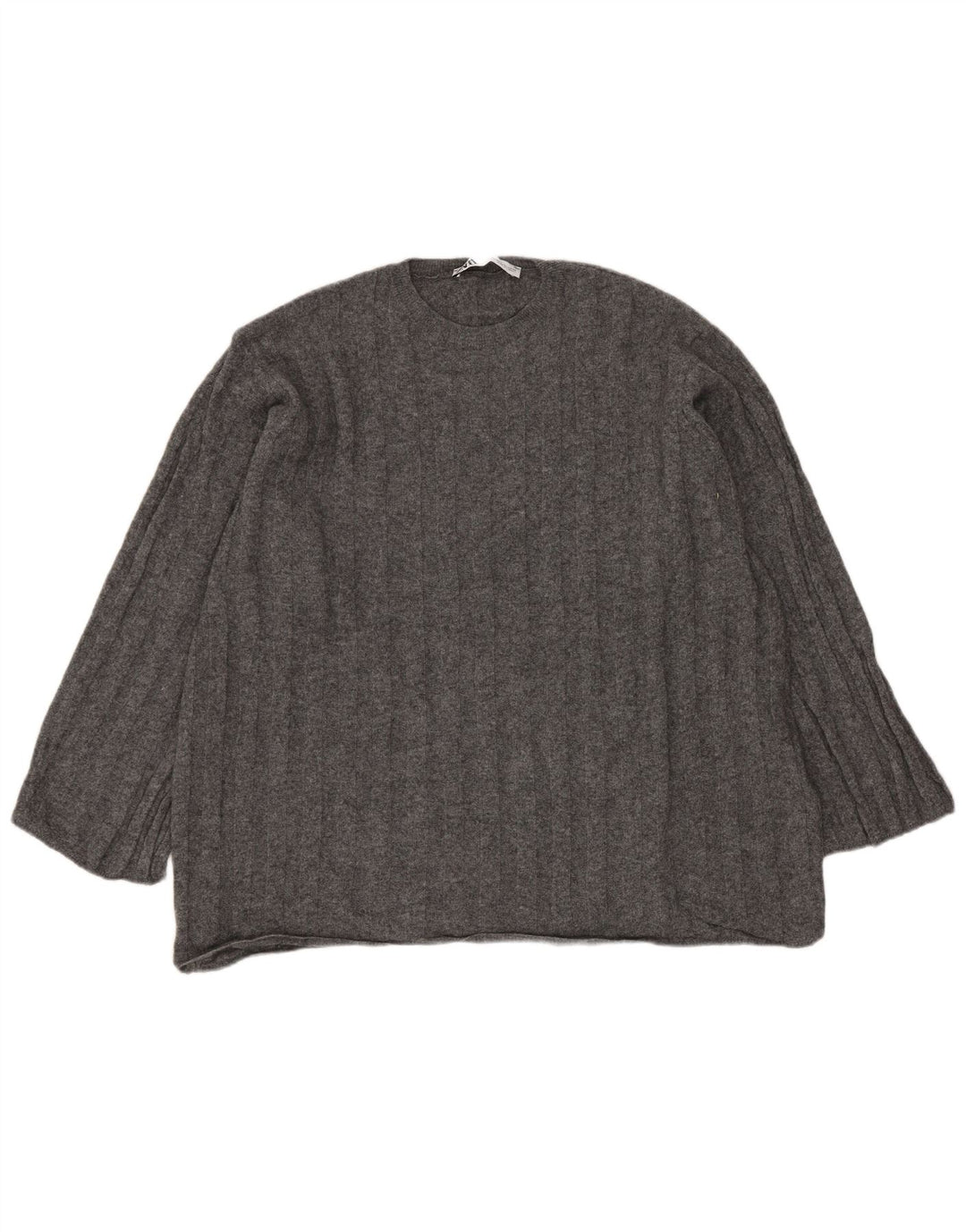 ZARA Womens Oversized Crew Neck Jumper Sweater UK 6 XS Grey Polyamide