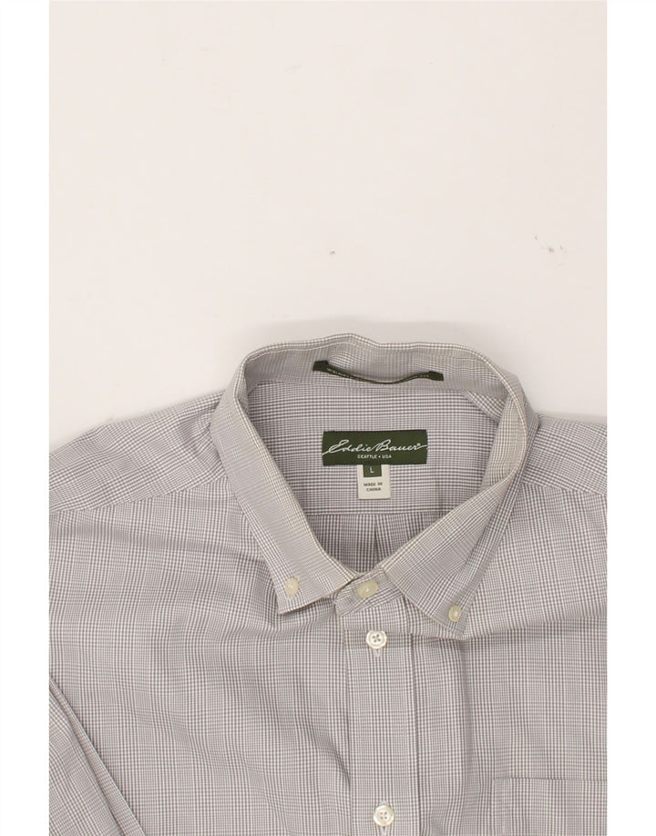 EDDIE BAUER Mens Shirt Large Grey Check Cotton Vintage Eddie Bauer and Second-Hand Eddie Bauer from Messina Hembry 