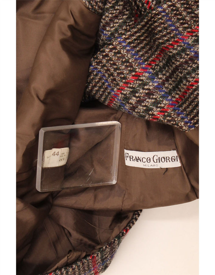 Vintage Womens 2 Button Blazer Jacket IT 44 Medium Brown Houndstooth Wool