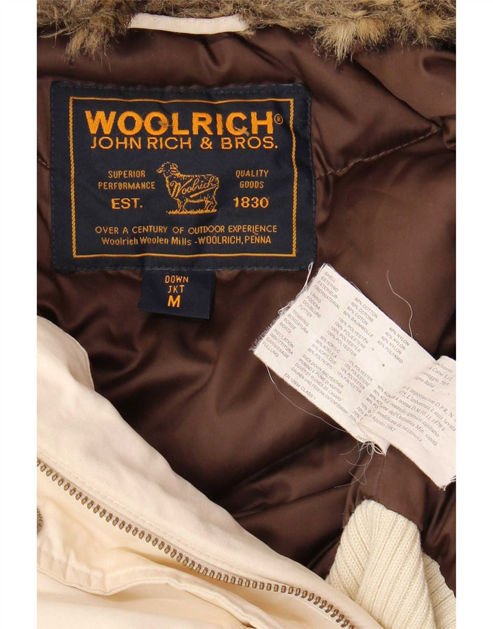 Woolrich Womens Hooded Padded Jacket UK 14 Medium White Cotton