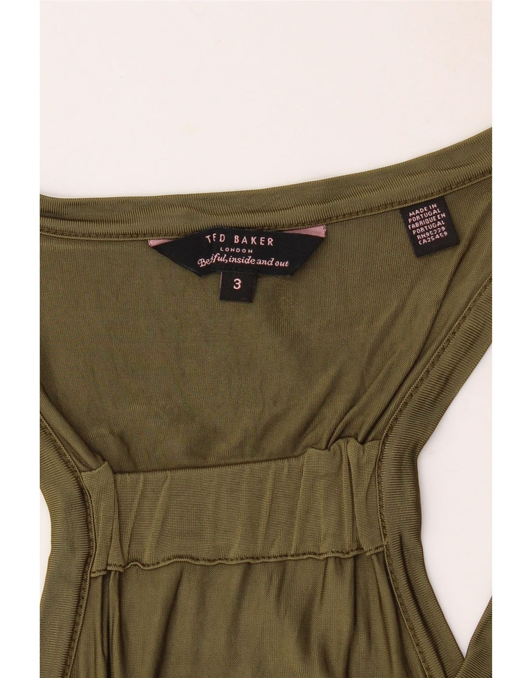TED BAKER Womens Vest Top Size 3 Medium Khaki Viscose