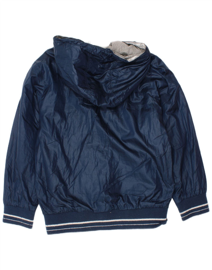 Champion Boys Hooded Rain Jacket 7-8 Years Small Navy Blue Polyester